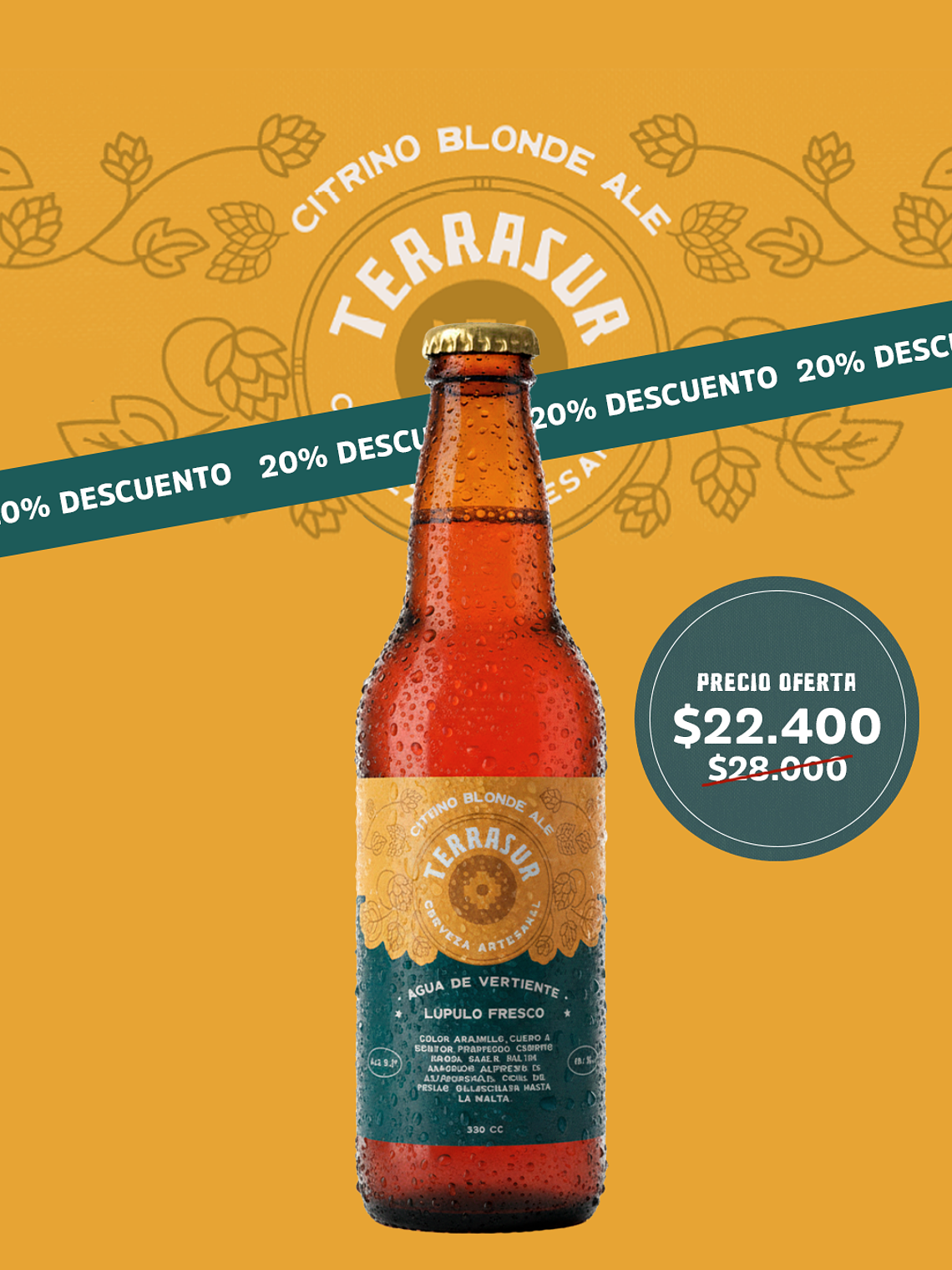 Cerveza Blonde Ale Terrasur 330 cc Pack 12 1