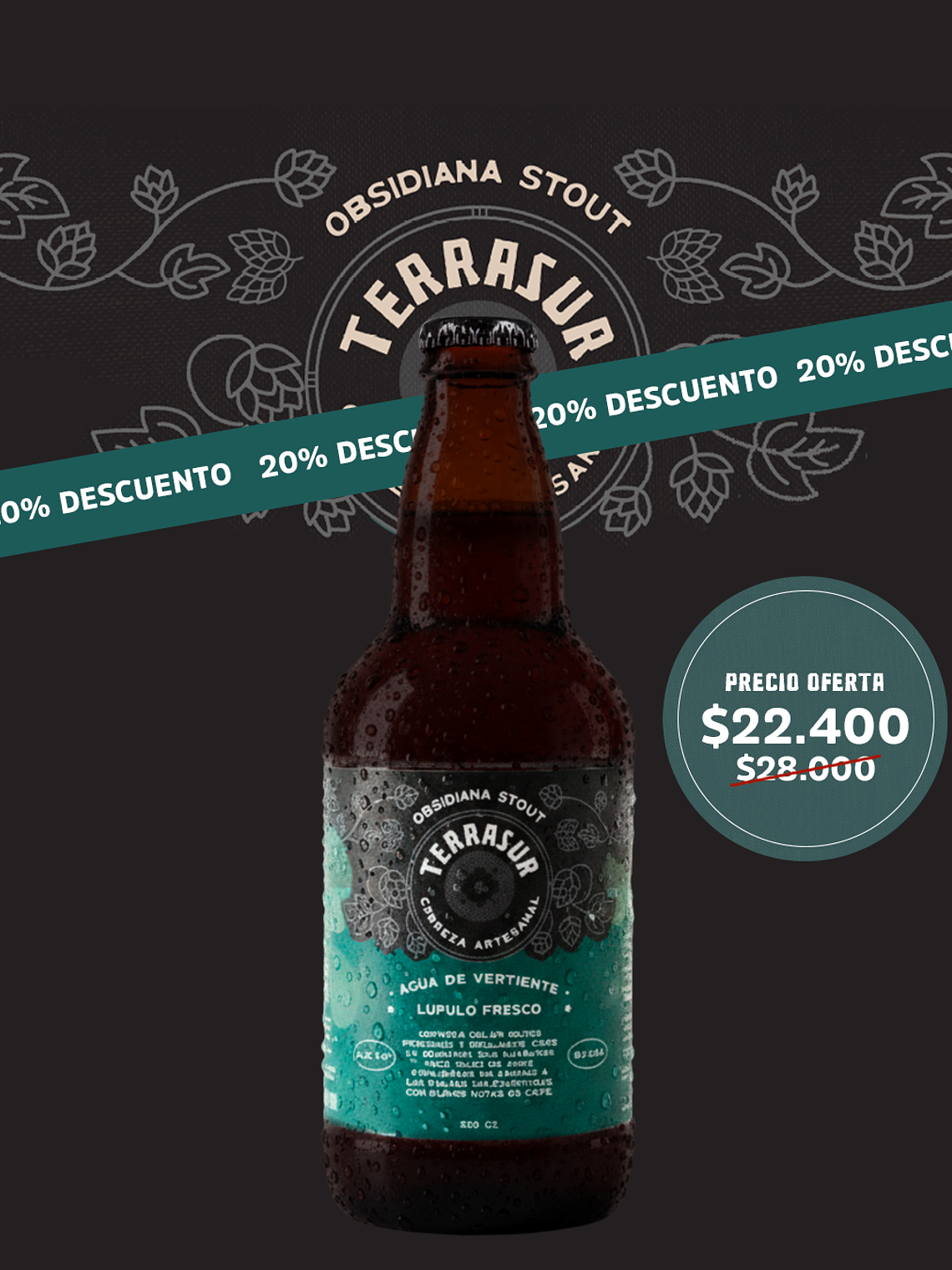 Cerveza Stout Terrasur 500 cc Pack 8 1