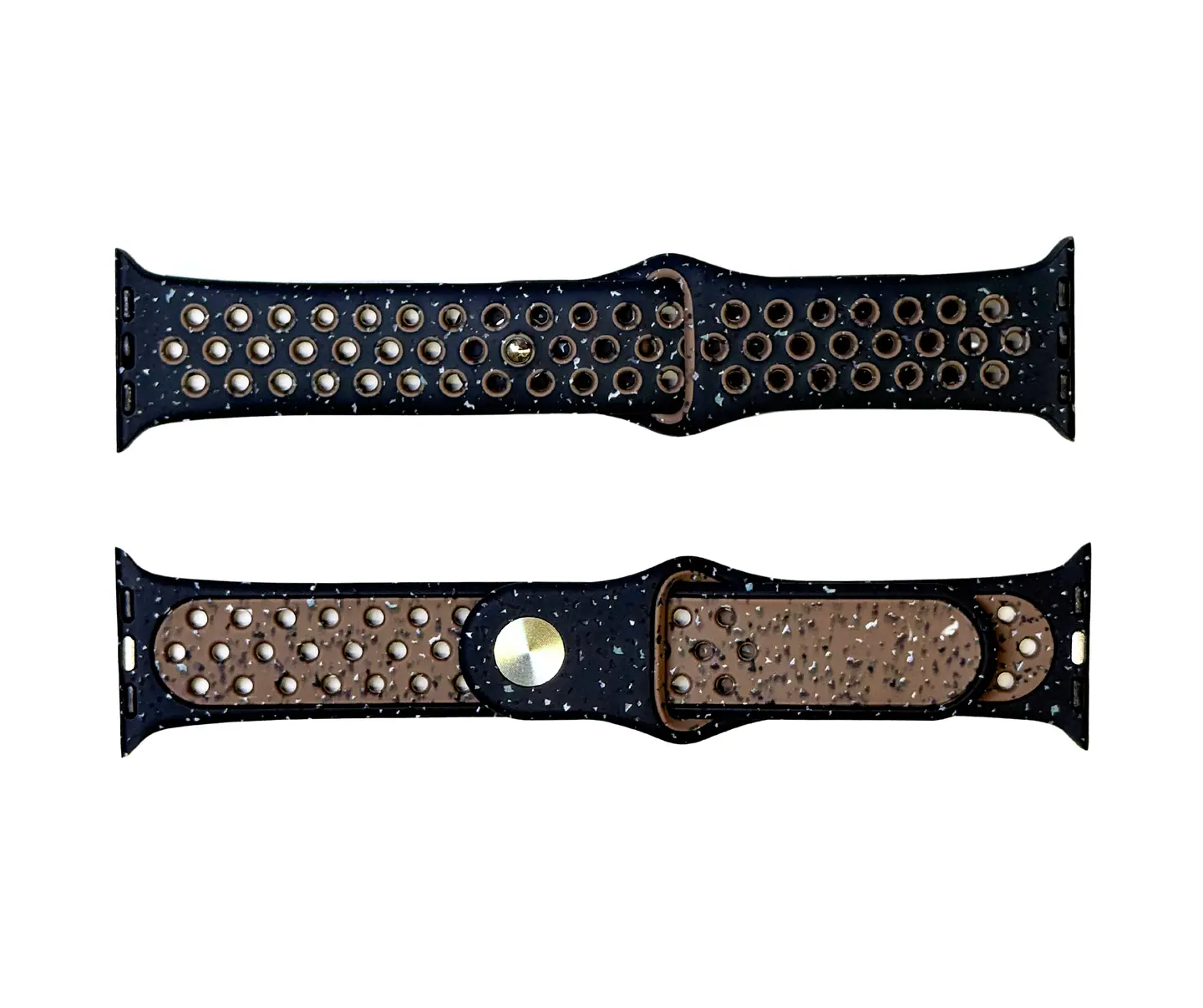 Bracelete Apple Watch Silicone Cinza e Camel 1