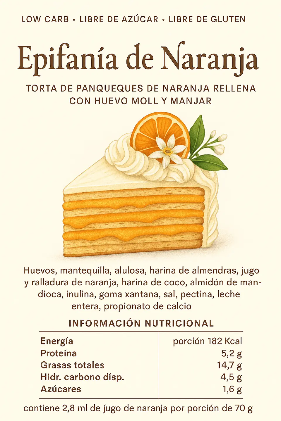Epifanía de naranja (torta panqueques) - libre de gluten - libre de azúcar 4