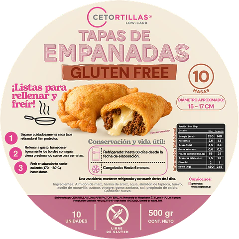Tapas de empanadas para freír - libres de gluten