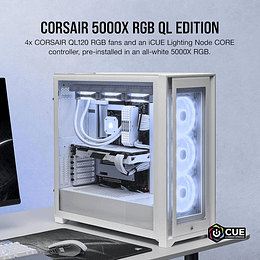 Corsair Gabinete ATX 5000X iCUE RGB QL Edition Blanco