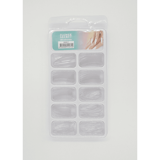 uñas postiza en forma de almendra x100 transparente y natural