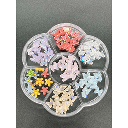 Pack de charms de mariposa y flores x7 colores 