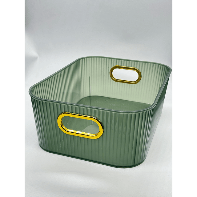 caja organizadora verde tamaño  9 x 18 x 25 cm