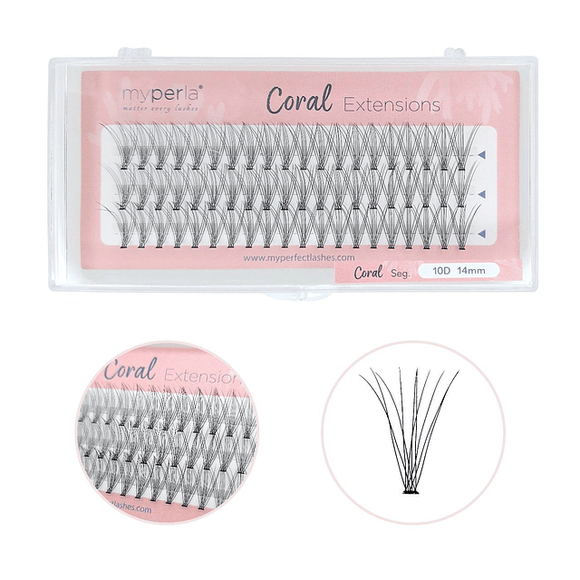 Pestañas por puntos o segmentado coral extensions myperla 10D 14mm