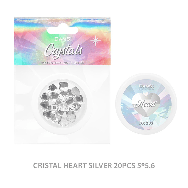 Cristal heart 5*5.6 mm plateado 20 pcs dans 