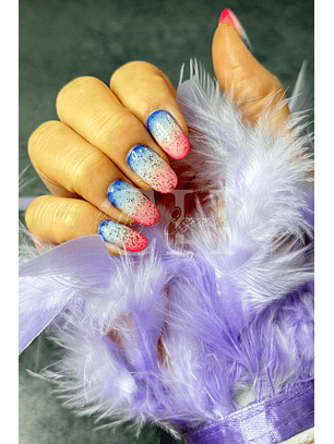 Manga de plumas lila para foto