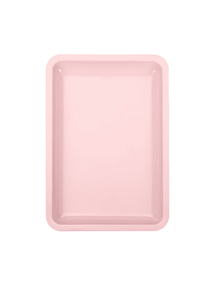 Bandejas cuadradas plateadas y rosadas 