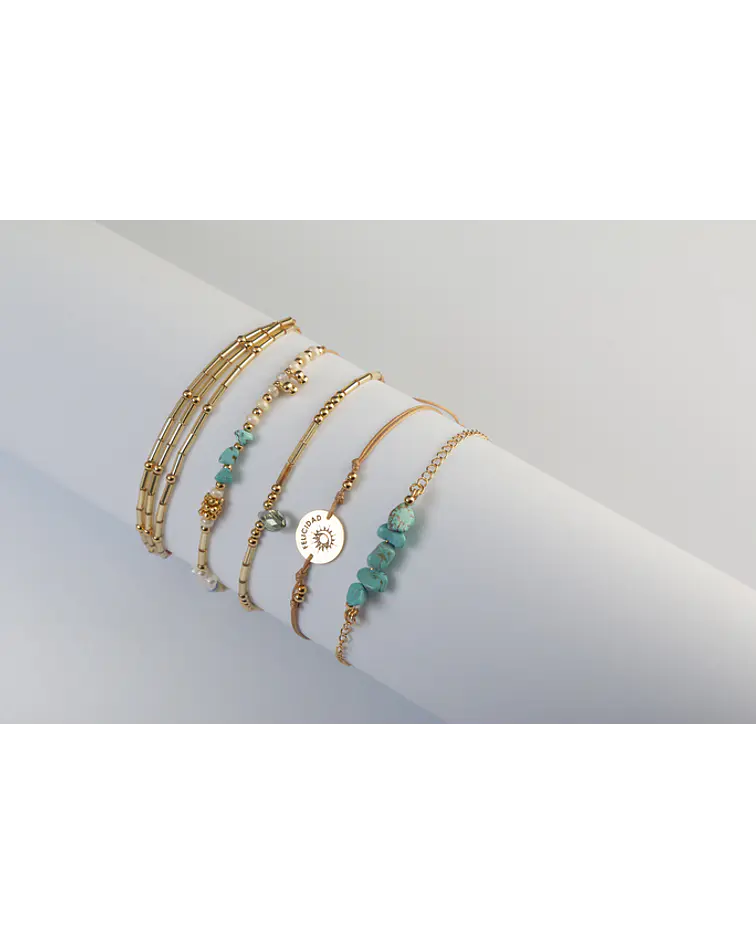Juego de pulseras Piedras Naturales Turquesa