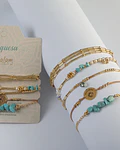 Juego de pulseras Piedras Naturales Turquesa