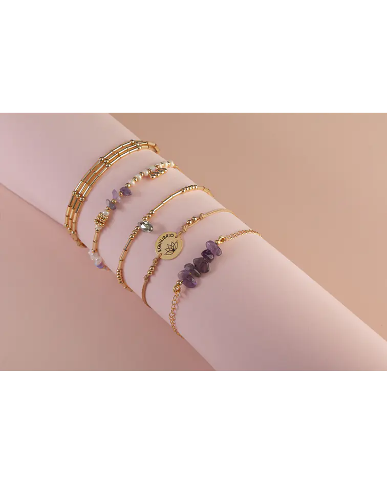 Juego de Pulseras Piedras Naturales Amatista