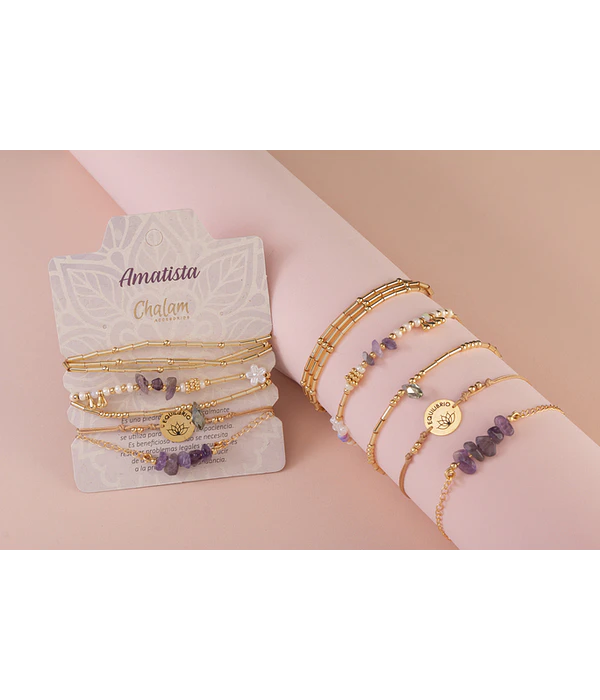 Juego de Pulseras Piedras Naturales Amatista