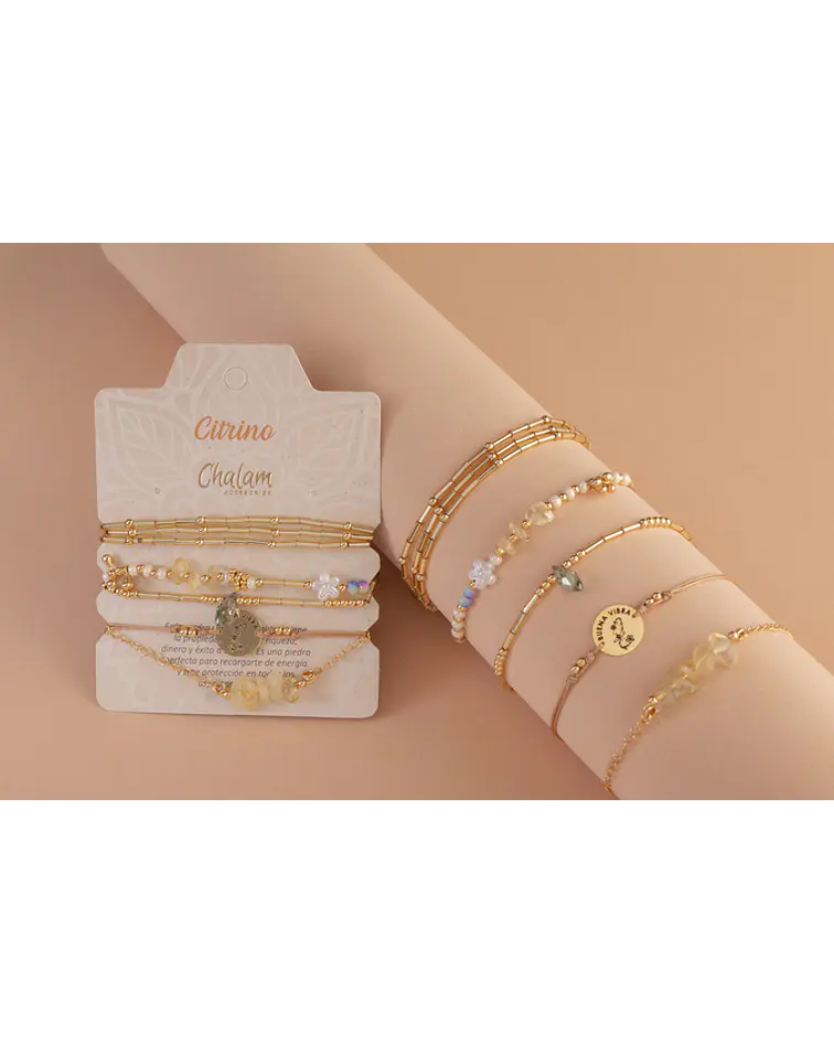 Juego de pulseras Piedras Naturales Citrino