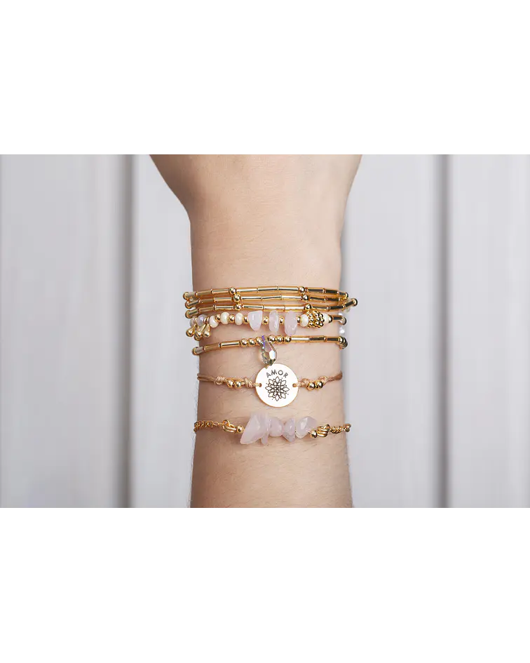 Juego de pulseras Piedras Naturales Cuarzo Rosa