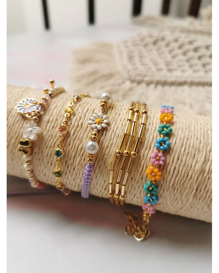 Juego de Pulseras flores 
