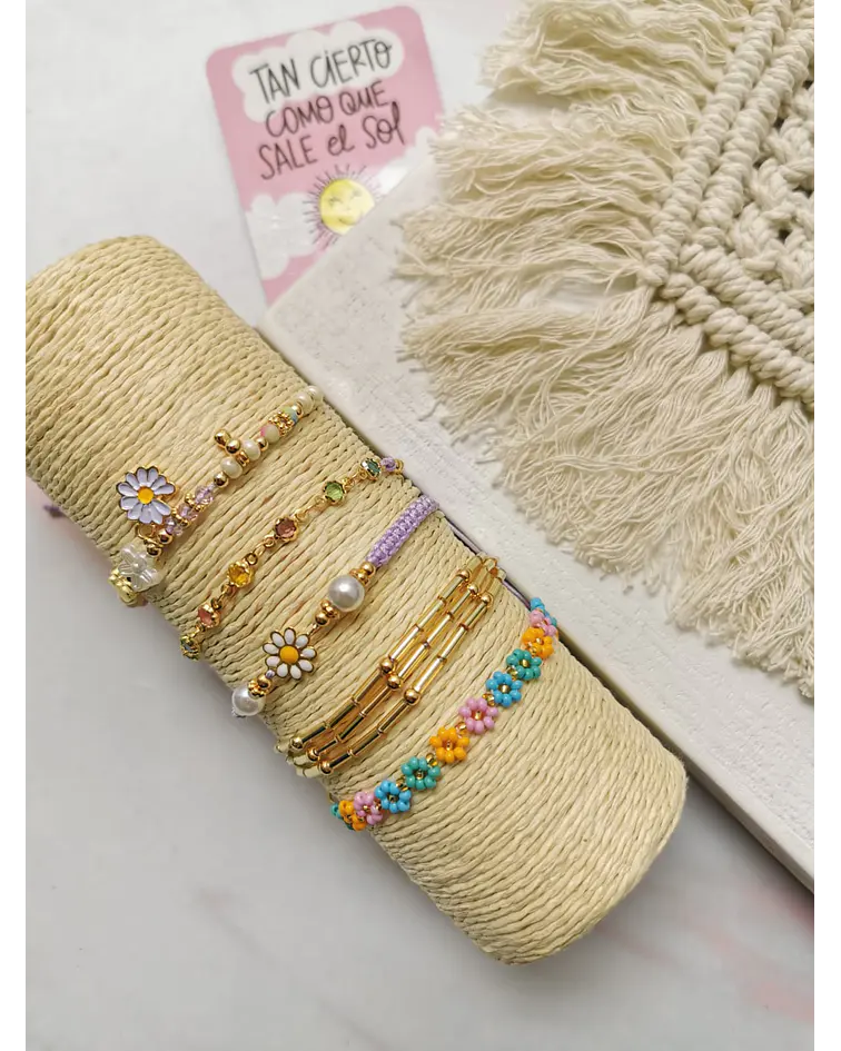 Juego de Pulseras flores 
