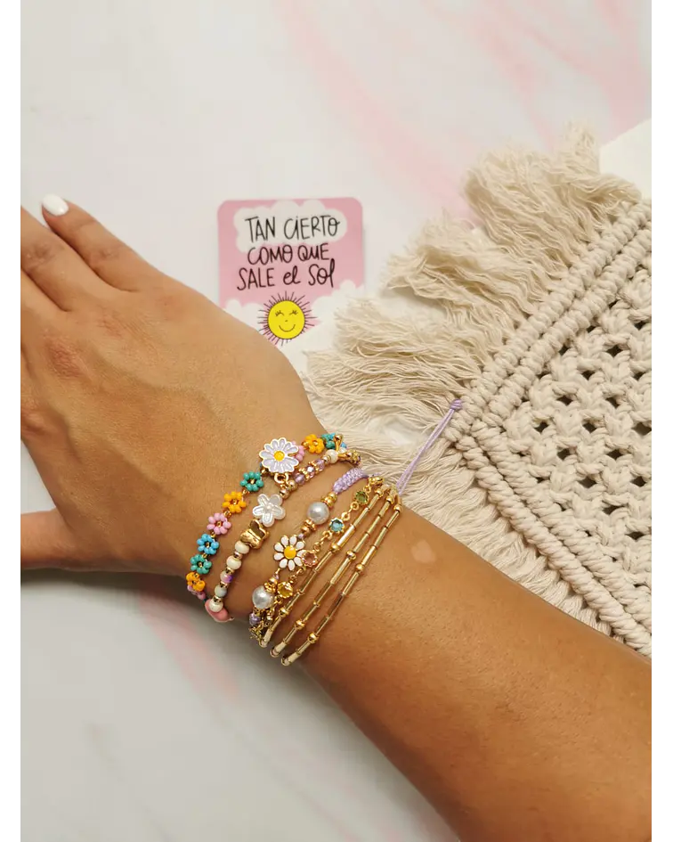 Juego de Pulseras flores 