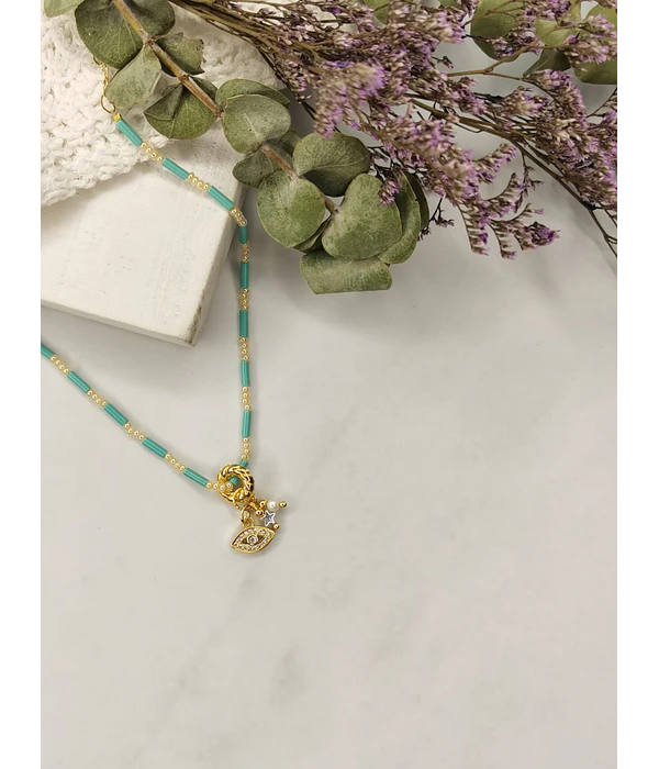 Choker canutillo checo turquesa