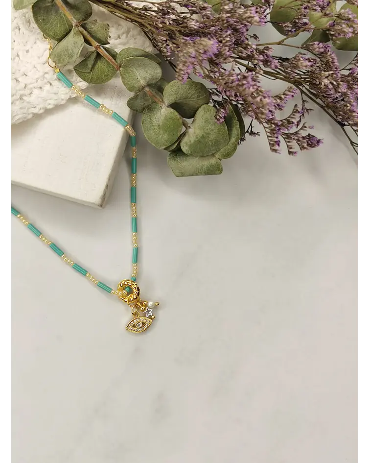 Choker canutillo checo turquesa