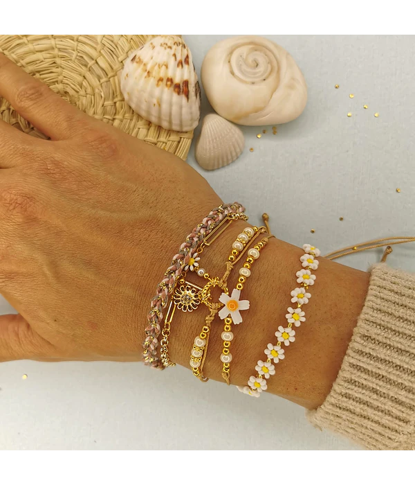Juego de Pulseras Maragaritas Café