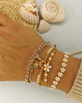 Juego de Pulseras Maragaritas Café