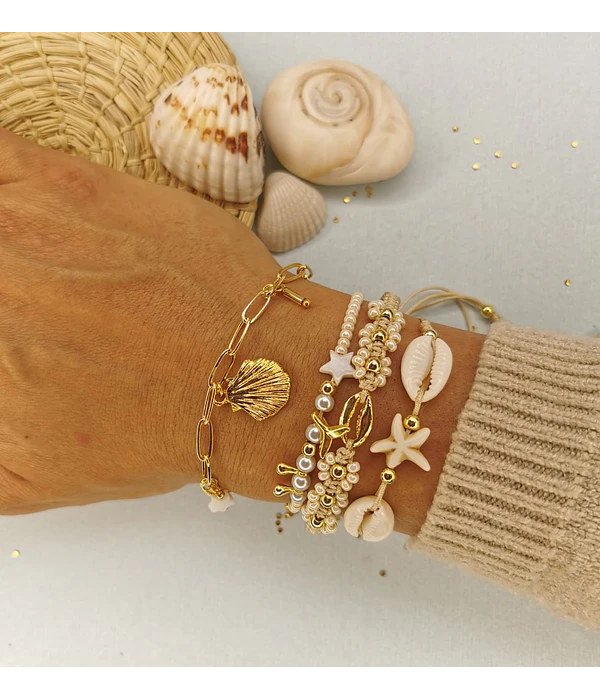 Juego de Pulseras Caracoles de Mar