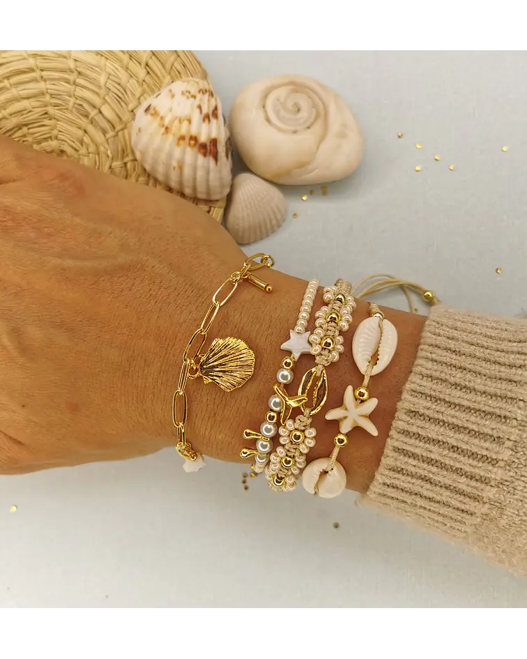 Juego de Pulseras Caracoles de Mar