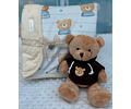 Kit cobija estampada con osito 