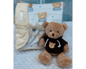 Kit cobija estampada con osito 