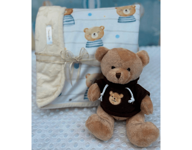 Kit cobija estampada con osito 
