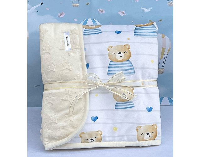 Kit cobija estampada con osito 