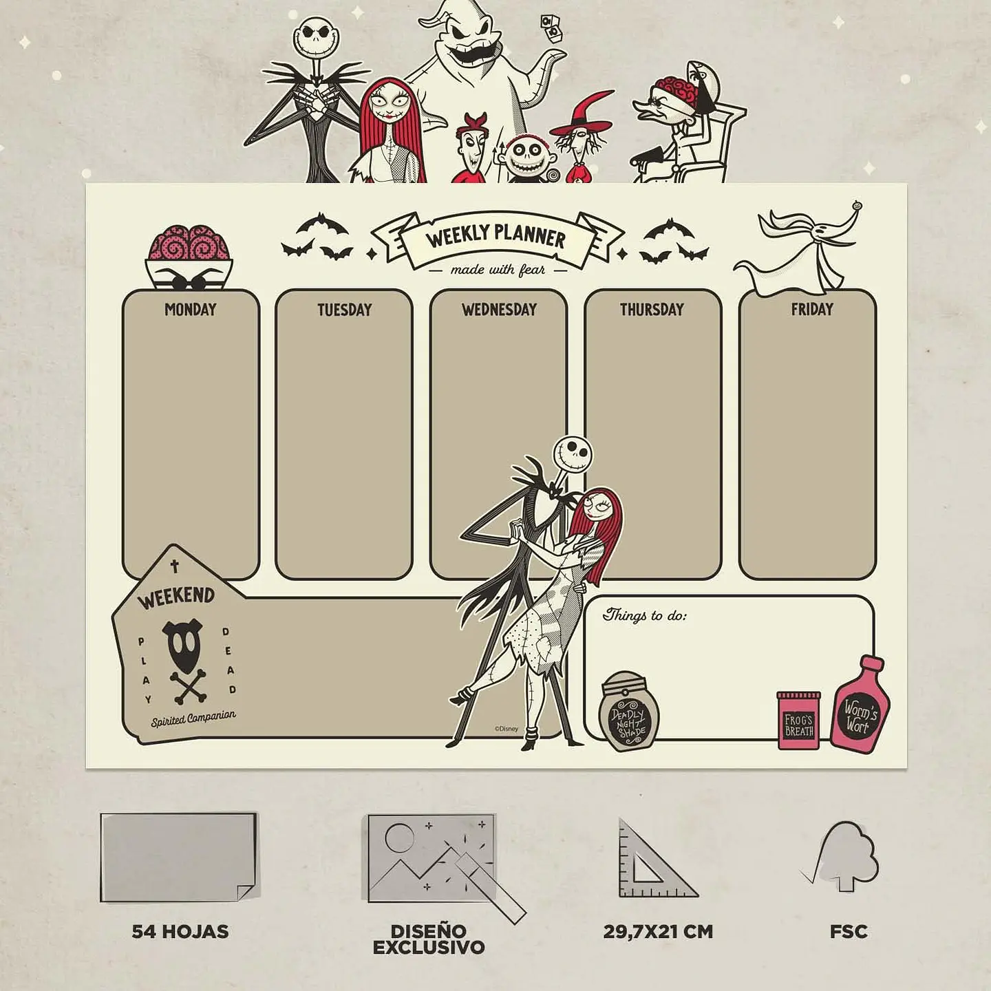 Planificador semanal A4 Disney El extraño mundo de Jack 3