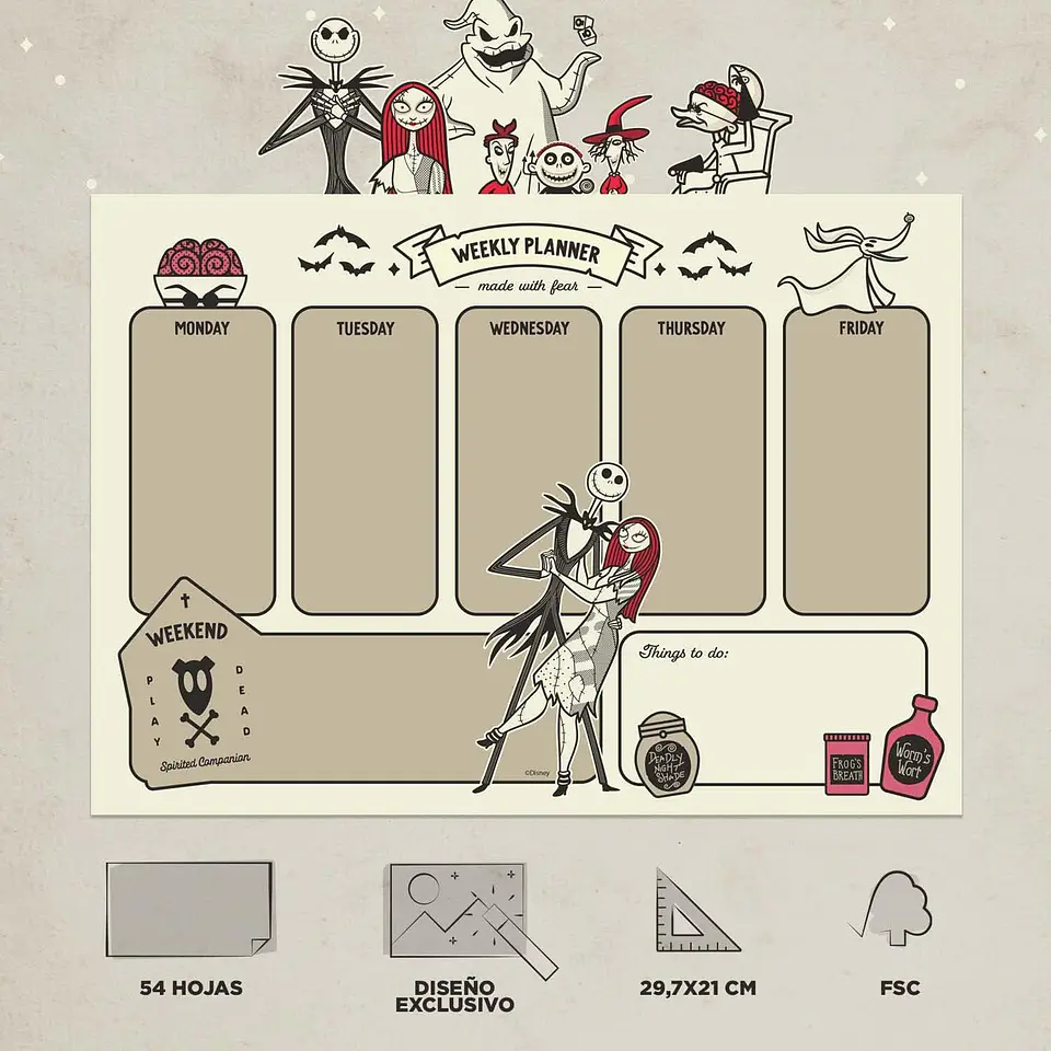Planificador semanal A4 Disney El extraño mundo de Jack 3