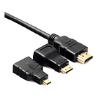 Cable Hdmi 3 En 1, Con Adaptadores Mini Hdmi Y Micro Hdmi 4