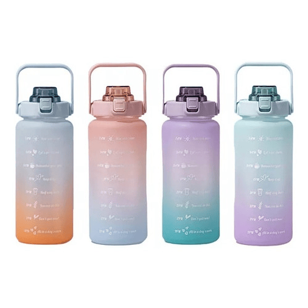Botella De Agua Con Medidor Motivacional 2 L Pines Y Stikers 23