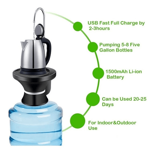 Bomba Dispensador Agua Electrico Recargable Base Para Vaso 6