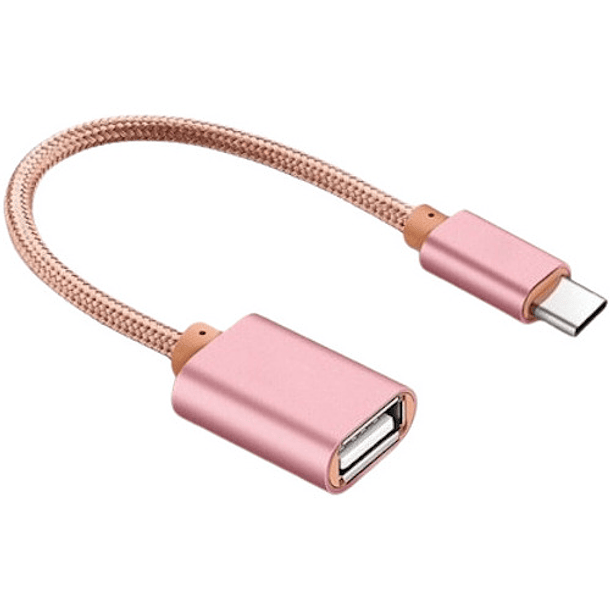 Cable Otg Tipo C De Metal Para Pendrive Mouse Teclado Usb Color Rosado