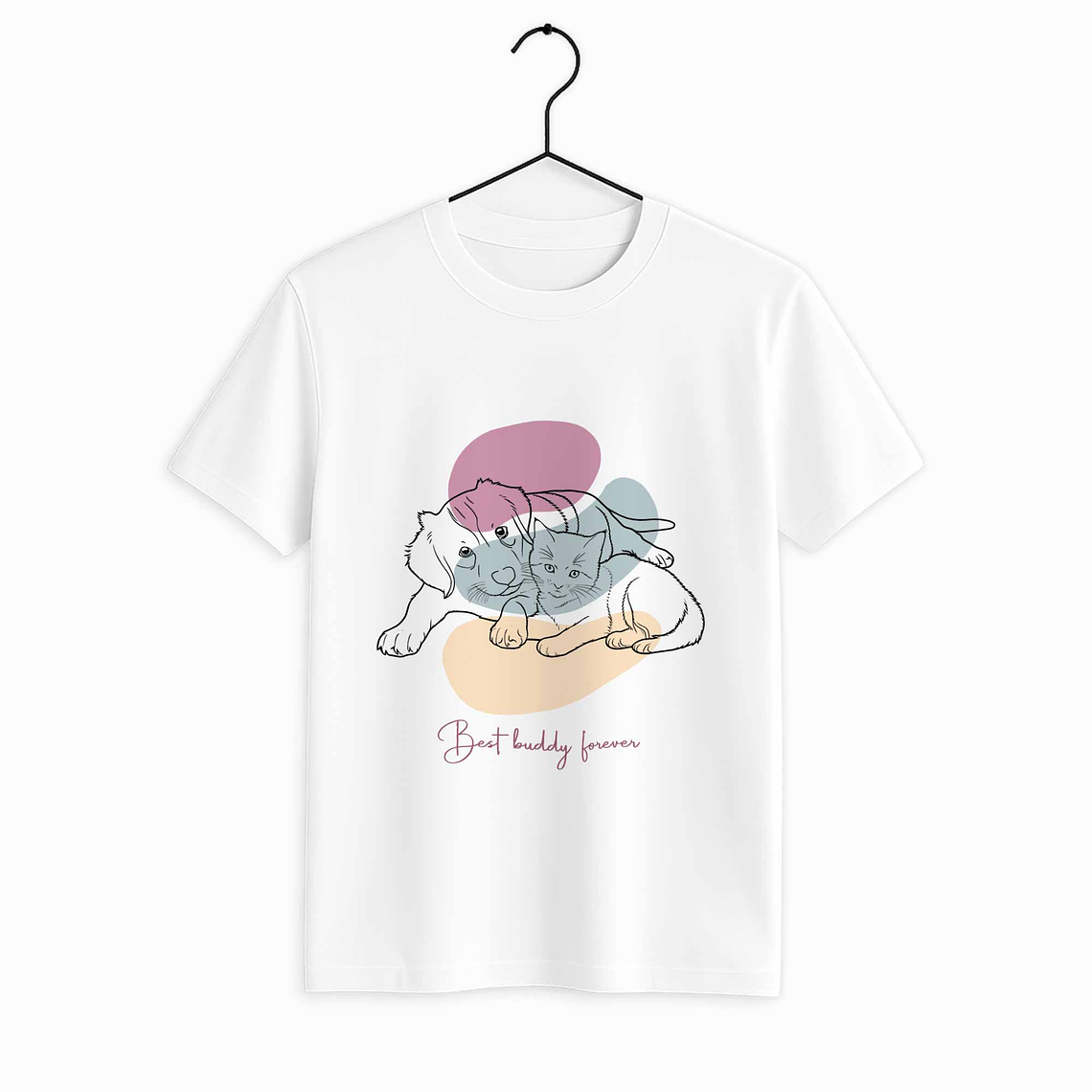 Custom Turn Photo into Art Pet Portrait Unisex Crewneck T-shirt S-5XL Line Drawing Style Pet Lover Gift 6