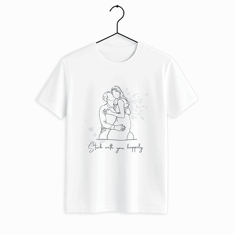 Personalized Photo to Painting Couple Portrait Unisex Crewneck T-shirt S-5XL Line Drawing Style Meaningful Anniversary or Date Gift