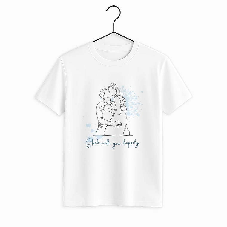 Personalized Photo to Painting Couple Portrait Unisex Crewneck T-shirt S-5XL Line Drawing Style Meaningful Anniversary or Date Gift 1