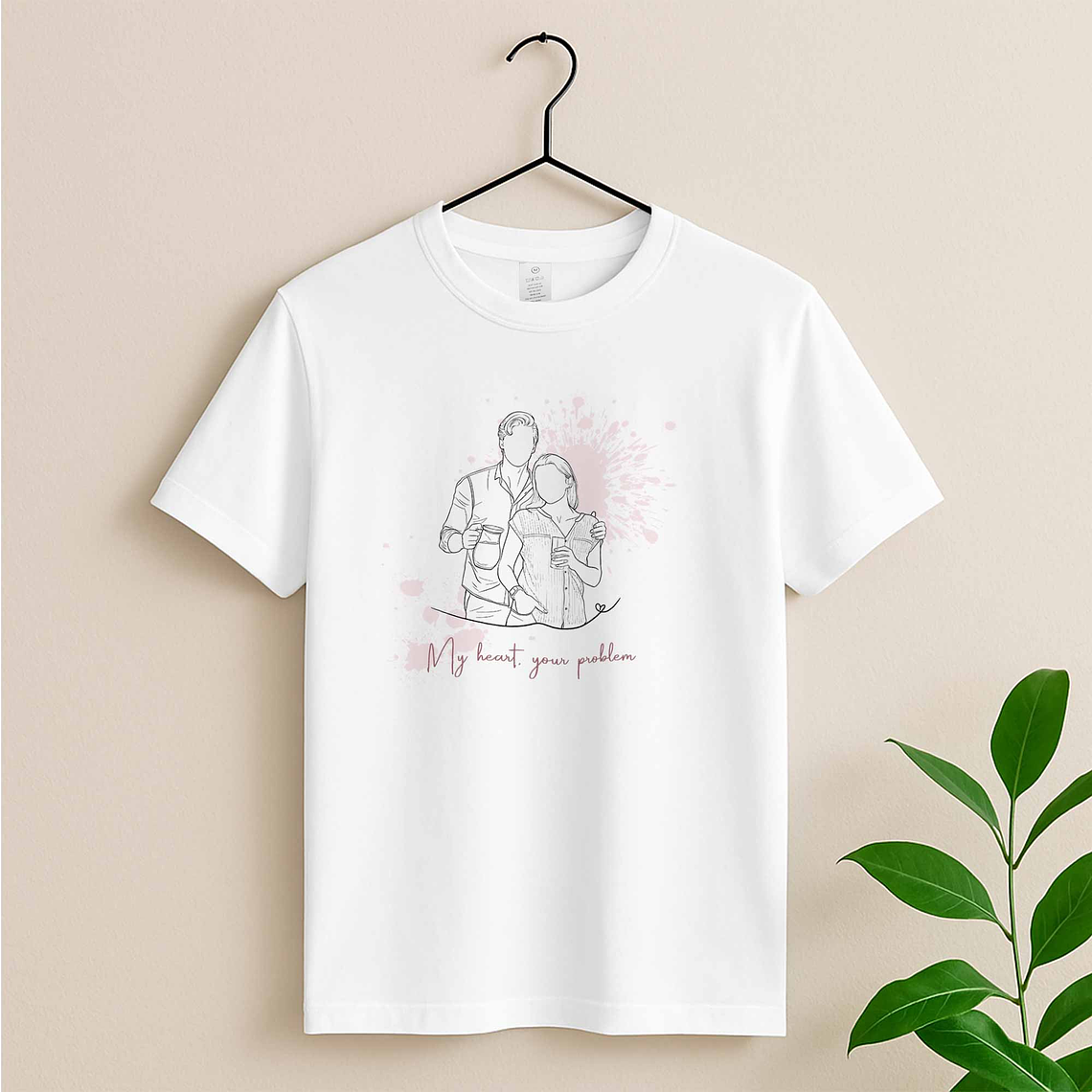 Personalized Photo to Painting Couple Portrait Unisex Crewneck T-shirt S-5XL Line Drawing Style Meaningful Anniversary or Date Gift 3