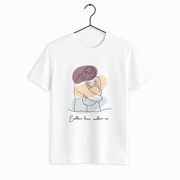 Customized Photo to Line Art Couple Portrait Unisex Crewneck T-shirt S-5XL Hand-Drawn Style Lovely Anniversary Gift 1