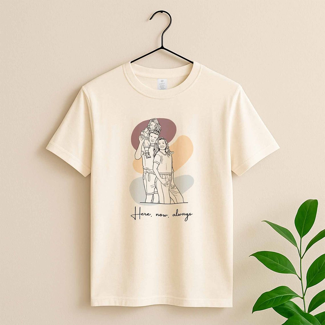 Customized Photo to Line Art Couple Portrait Unisex Crewneck T-shirt S-5XL Hand-Drawn Style Lovely Anniversary Gift 4