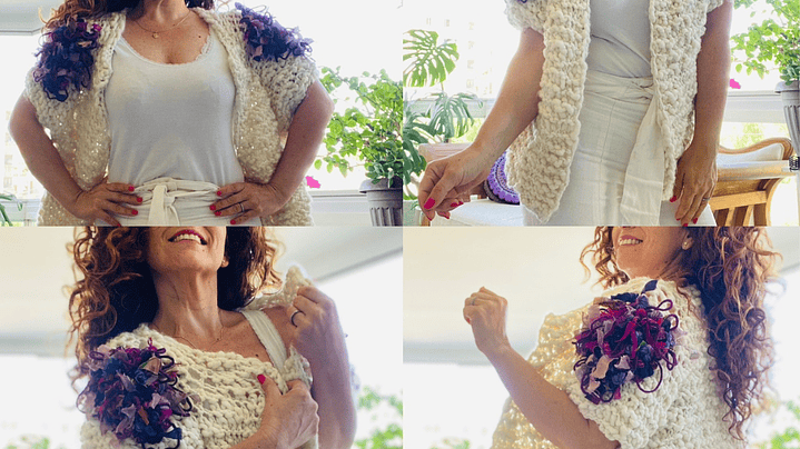 Kit Chaleco Flor Crudo 1