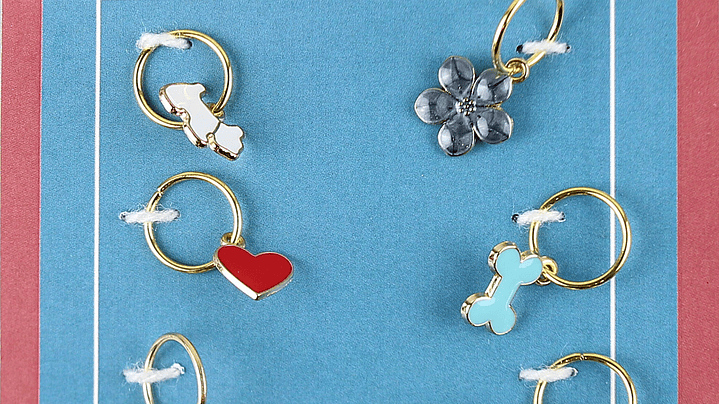 Marcadores de puntos de perrito y flor gris 1