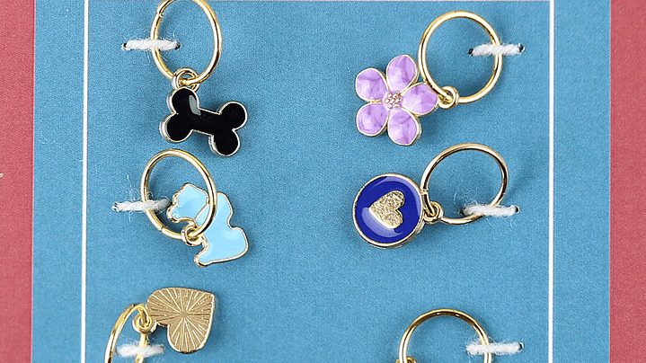 Marcadores de punto de perrito y flor lila 1