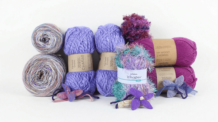 Kit de Tejido Cajita Flor de Hibiscus - Mix Mora y Turquesa (600g) 1