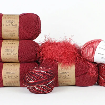 Kit de Tejido La Cajita Wine: Fibras Premium de Merino, Lurex y Texturas Chañar