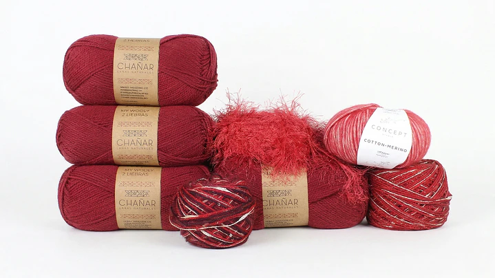 Kit de Tejido La Cajita Wine: Fibras Premium de Merino, Lurex y Texturas Chañar 1
